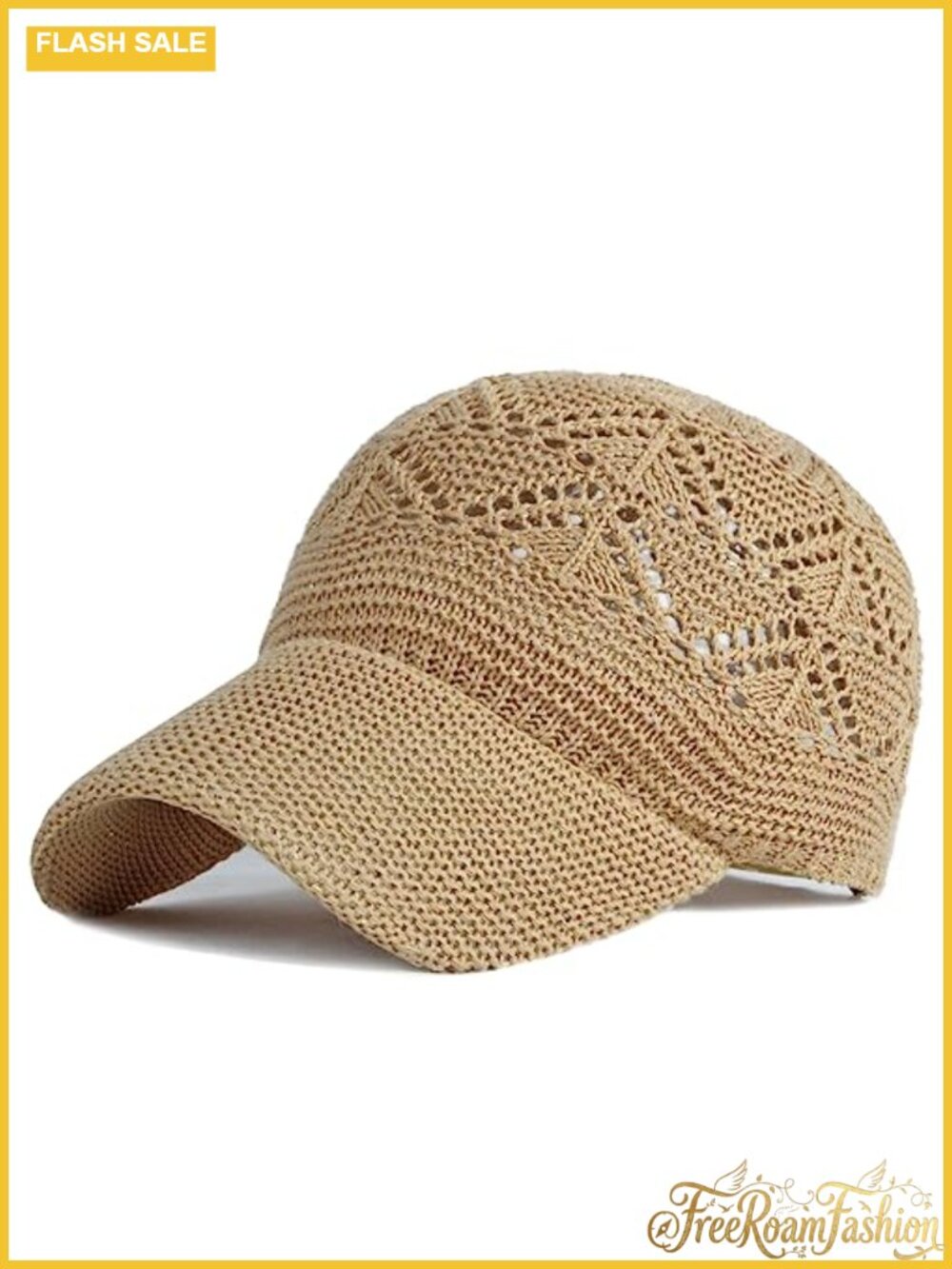 Crochet Knit Baseball Cap Breathable Summer Beach Hat Adjustable